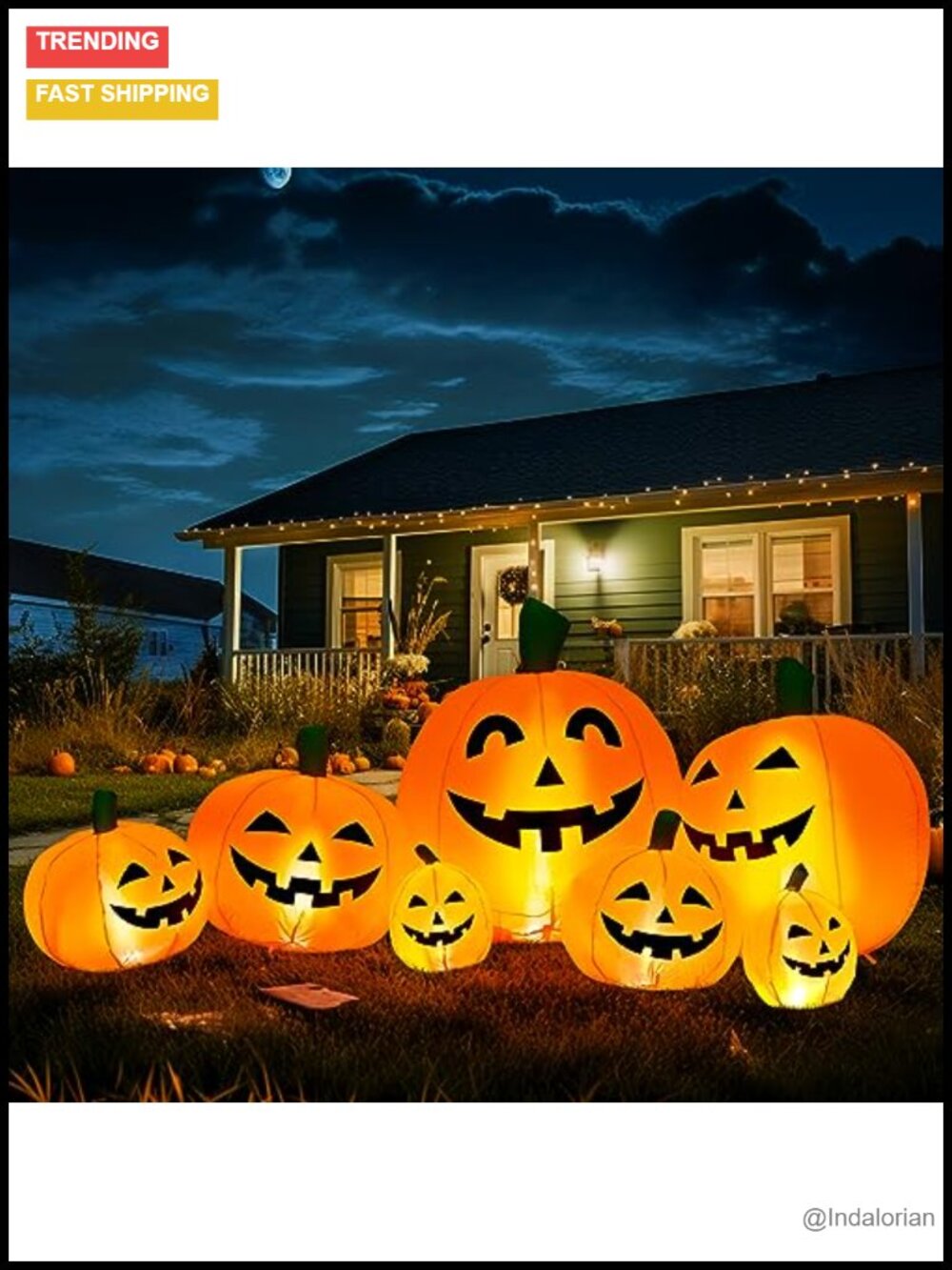 7.5FT Halloween Inflatable Pumpkin Waterproof Polyester LED Lights Outdoor Decor
